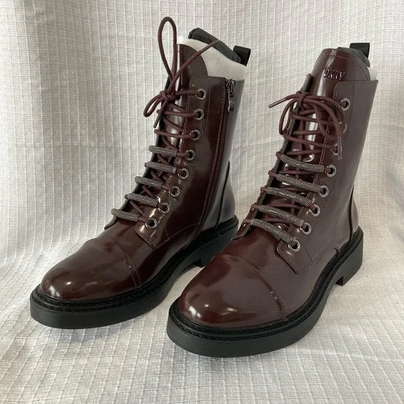 (NIB) Women’s DKNY Malaya Lace-Up Combat Booties - Picture 2 of 7